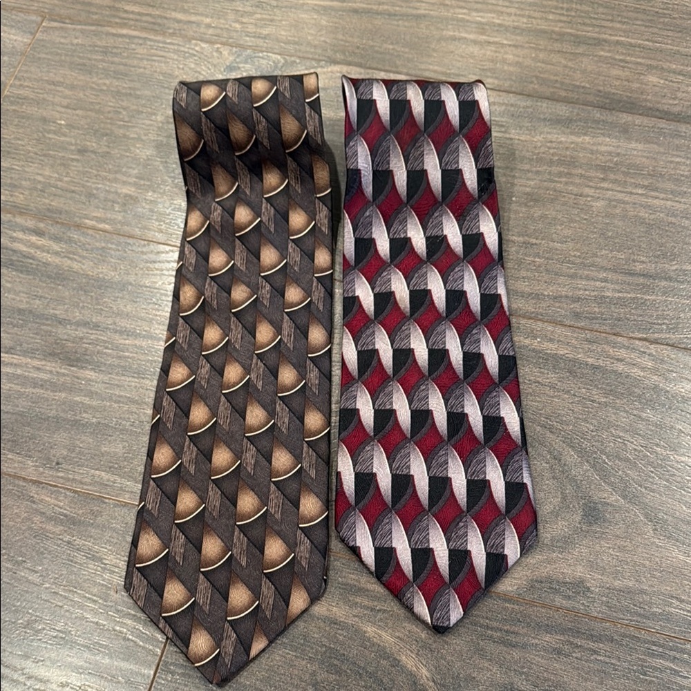 JF J.Ferrar Black and Brown Silk Ties with Classic Patterns 6:1 100% silk🎶
